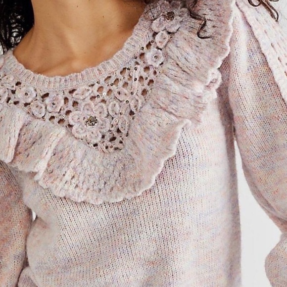 New LoveShackFancy x Free People Luellan XS Pink Purple Soft Knit Pullover - Picture 13 of 13